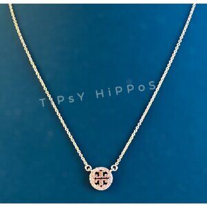 NEW!  Beautiful Tory Burch Rose Gold Miller Crystal Pave Necklace